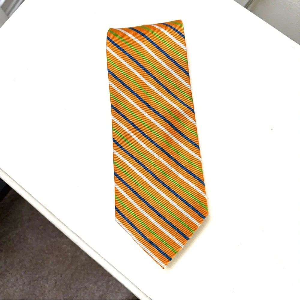 Rooster Handmade Silk Striped Tie.